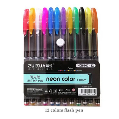 Színek Csillogó Vázlat Rajz Színes tolljelzők Gél toll készlet Utántöltő Rúd Rollerball Pasztell Neon Marker Irodai iskolai írószerek