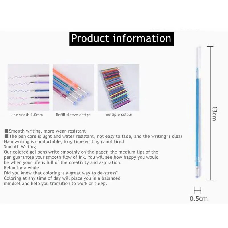 Színek Csillogó Vázlat Rajz Színes tolljelzők Gél toll készlet Utántöltő Rúd Rollerball Pasztell Neon Marker Irodai iskolai írószerek