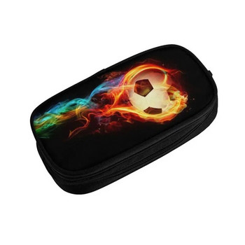 Μολυβοθήκη Kawaii Soccer Ball Flames για κορίτσια αγόρια Μεγάλη αποθήκευση ποδοσφαίρου Flaming Pencil Τσάντα Σχολικά είδη