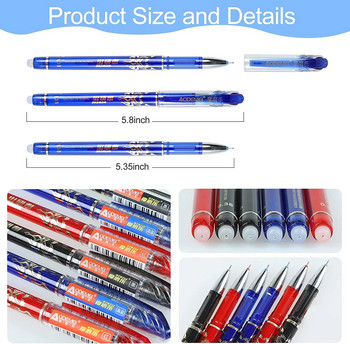 100Pcs Erasable Pens Gel Pens 0,5mm Blue/Black Ink Σετ Ανταλλακτικό Στυλό για σχολικά είδη Στυλό γραφικής ύλης για φοιτητικές εξετάσεις