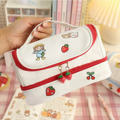 Loominguline PU armas pliiatsikott kooli hoiukott Nahast kosmeetikakott suur pliiatsikott tüdrukule pastakas Maasika kawaii pastakas