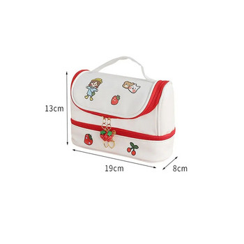 Δημιουργική PU χαριτωμένη μολυβοθήκη σχολική τσάντα αποθήκευσης Δερμάτινη τσάντα καλλυντικών μεγάλη θήκη για στυλό για κορίτσι τσάντα στυλό Strawberry kawaii στυλό