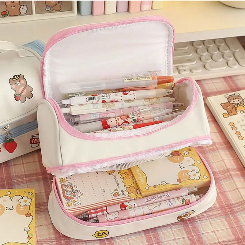 Loominguline PU armas pliiatsikott kooli hoiukott Nahast kosmeetikakott suur pliiatsikott tüdrukule pastakas Maasika kawaii pastakas