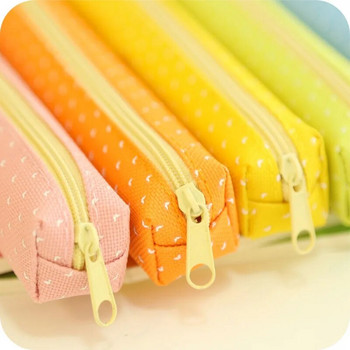 Χαριτωμένη μολυβοθήκη χρώματος καραμέλα Kawaii dot Καμβάς τσάντα στυλό Χαρτικά πουγκί για δώρο για κορίτσια σχολικά είδη γραφείου escolar Canetas