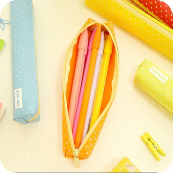 Χαριτωμένη μολυβοθήκη χρώματος καραμέλα Kawaii dot Καμβάς τσάντα στυλό Χαρτικά πουγκί για δώρο για κορίτσια σχολικά είδη γραφείου escolar Canetas