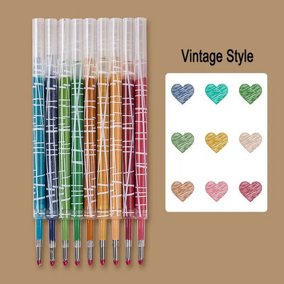 9 gab. Ievelkama Morandi krāsaina gēla tintes pildspalva ar 0,5 mm ložu uzgali, liela ietilpība, uzpilde biroja skola paraksta rakstāmpiederumi