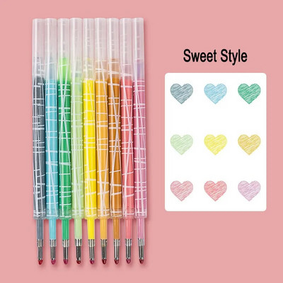 9 gab. Ievelkama Morandi krāsaina gēla tintes pildspalva ar 0,5 mm ložu uzgali, liela ietilpība, uzpilde biroja skola paraksta rakstāmpiederumi