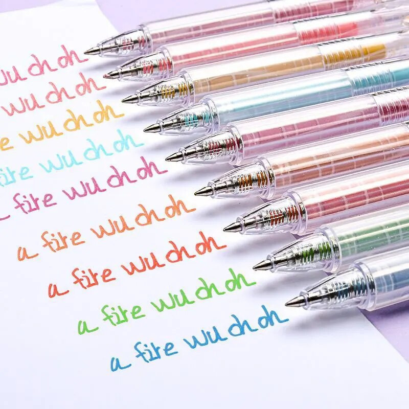 9 gab. Ievelkama Morandi krāsaina gēla tintes pildspalva ar 0,5 mm ložu uzgali, liela ietilpība, uzpilde biroja skola paraksta rakstāmpiederumi