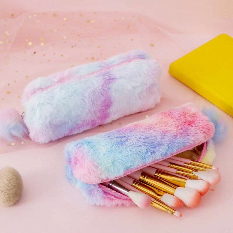 1tk Kawaii Creative gradientvärviga pliiatsikott armas tüdruk, kaheksanurkne pliiatsikott tüdrukule lihtne hoiukott