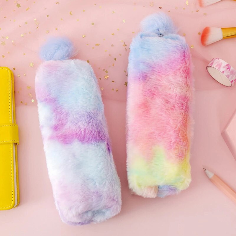 1tk Kawaii Creative gradientvärviga pliiatsikott armas tüdruk, kaheksanurkne pliiatsikott tüdrukule lihtne hoiukott