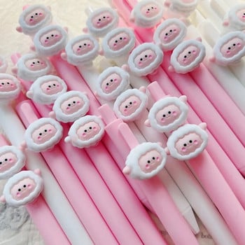 4 τμχ/Σετ Kawaii Gel Pen Cute Cartoon sheep Quick Drying Black Ink Press Gel στυλό γραφής Στυλό γραφής Σχολικό προμήθειες γραφείου Χαρτικά