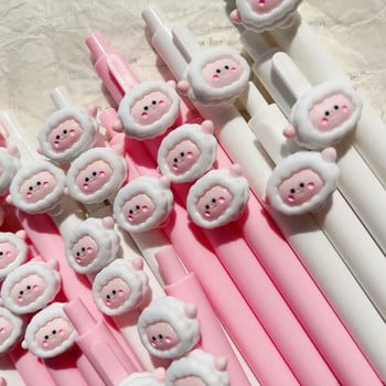 4 τμχ/Σετ Kawaii Gel Pen Cute Cartoon sheep Quick Drying Black Ink Press Gel στυλό γραφής Στυλό γραφής Σχολικό προμήθειες γραφείου Χαρτικά