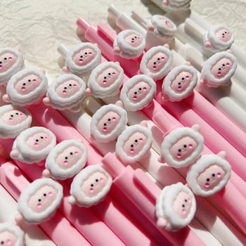 4 τμχ/Σετ Kawaii Gel Pen Cute Cartoon sheep Quick Drying Black Ink Press Gel στυλό γραφής Στυλό γραφής Σχολικό προμήθειες γραφείου Χαρτικά