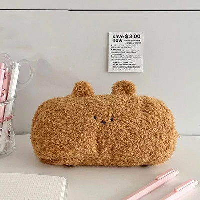 Χειμερινή βελούδινη μολυβοθήκη Fashion Kawaii Cartoon Animal Pencil Bag Τσάντα αποθήκευσης χαρτικών υψηλής χωρητικότητας Χαριτωμένος Organizer λευκώματος