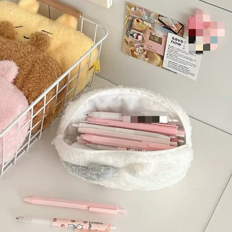 Χειμερινή βελούδινη μολυβοθήκη Fashion Kawaii Cartoon Animal Pencil Bag Τσάντα αποθήκευσης χαρτικών υψηλής χωρητικότητας Χαριτωμένος Organizer λευκώματος