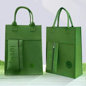 Нова пристигаща удебелена филцова едноцветна ученическа чанта с голям капацитет Многократно пазаруване Ръчна учебна чанта с цип A4