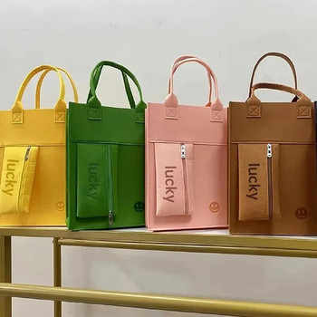 Нова пристигаща удебелена филцова едноцветна ученическа чанта с голям капацитет Многократно пазаруване Ръчна учебна чанта с цип A4