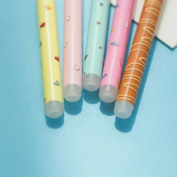 2бр. Творчески химикалки Ученически канцеларски материали Пластмасова гелова писалка във формата на поничка Изтриваеми принадлежности за писане Обратно на училище Kawaii Подарък