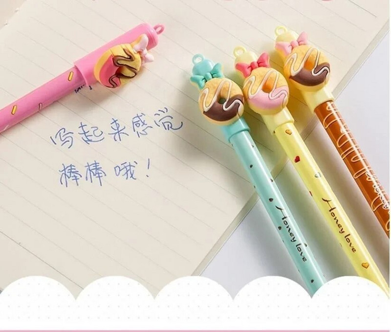 2 τμχ Creative στυλό Σχολική γραφική ύλη Πλαστικό ντόνατ σε σχήμα τζελ στυλό με δυνατότητα διαγραφής προμήθειες γραφής Επιστροφή στο σχολείο Δώρο Kawaii
