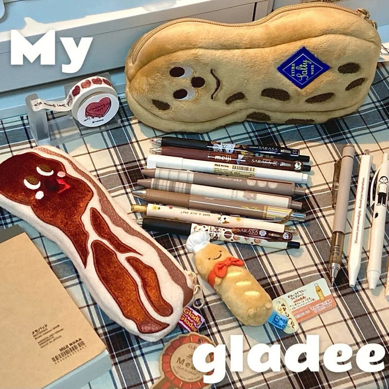 Αστεία καινοτομία Μπισκότο Μολυβοκούτι Μολυβοκούτι Μεγάλης Χωρητικότητας Λούτρινο χαριτωμένο κινούμενα σχέδια σχολικά είδη