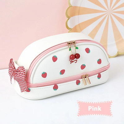 Μολυβοθήκη Kawaii Μεγάλης χωρητικότητας Διώροφο PU Αδιάβροχα κουτιά μολυβιών Σχολικά είδη Χαρτικά Χαριτωμένη τσάντα καλλυντικών