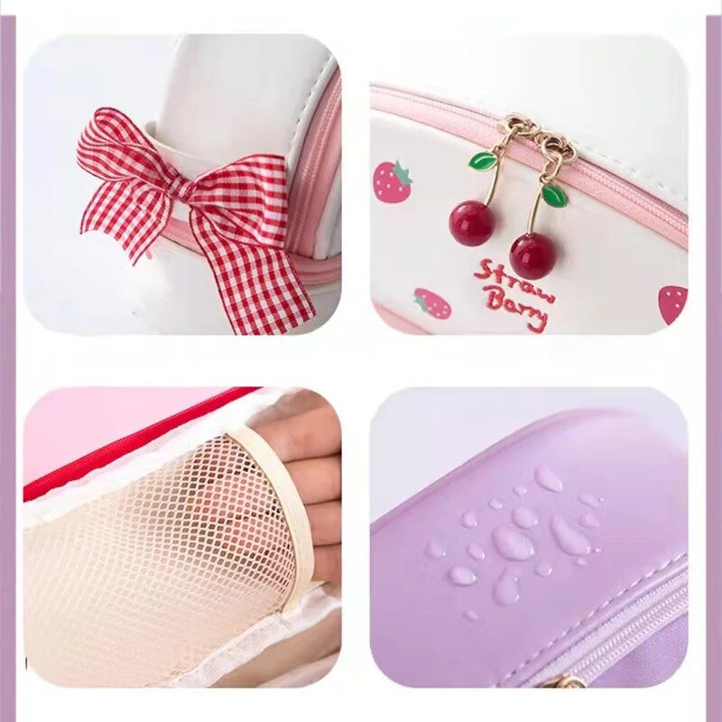 Μολυβοθήκη Kawaii Μεγάλης χωρητικότητας Διώροφο PU Αδιάβροχα κουτιά μολυβιών Σχολικά είδη Χαρτικά Χαριτωμένη τσάντα καλλυντικών