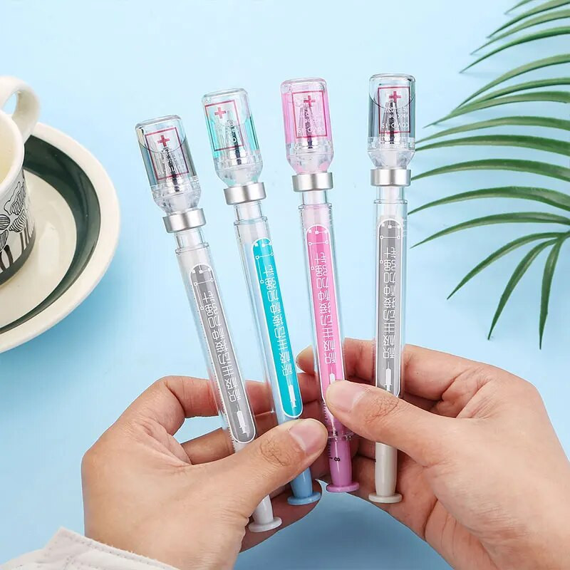 2Pieces Novelty Syringe Peculiar Shape Cute Stationery 0,5 mm School Supplies Office Gel στυλό