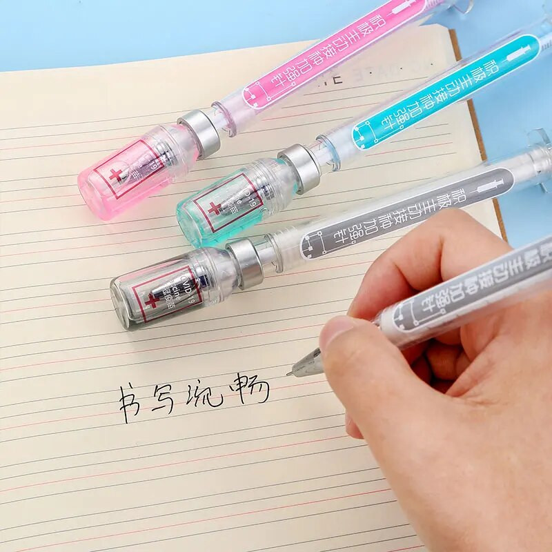 2Pieces Novelty Syringe Peculiar Shape Cute Stationery 0,5 mm School Supplies Office Gel στυλό