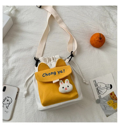 Lõuendist ämbrikott Armsad kotid, uus nööriga kott Korea sisemus Õlakott Saja üliõpilase kott Mobiiltelefonikott Suvine naistekott