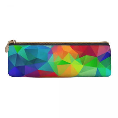 Elegants zils rozā Ombre ādas zīmuļu futrālis varavīksnes mirdzoša druka Forša rāvējslēdzēja zīmuļu kastīte Skolas pusaudžu trīsstūra pildspalvu soma