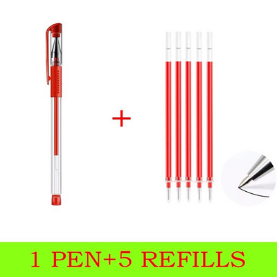 Set de 6 pixuri cu gel Rechizite școlare Negru Albastru Roșu Cerneală 0,5 mm Pix pentru scris stilou Kawaii Papetărie pentru studenți de birou