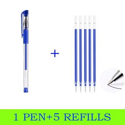 Set de 6 pixuri cu gel Rechizite școlare Negru Albastru Roșu Cerneală 0,5 mm Pix pentru scris stilou Kawaii Papetărie pentru studenți de birou