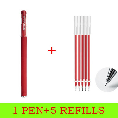 Set de 6 pixuri cu gel Rechizite școlare Negru Albastru Roșu Cerneală 0,5 mm Pix pentru scris stilou Kawaii Papetărie pentru studenți de birou