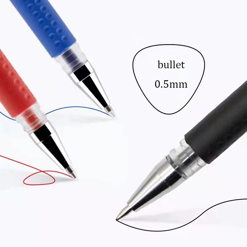 Set de 6 pixuri cu gel Rechizite școlare Negru Albastru Roșu Cerneală 0,5 mm Pix pentru scris stilou Kawaii Papetărie pentru studenți de birou