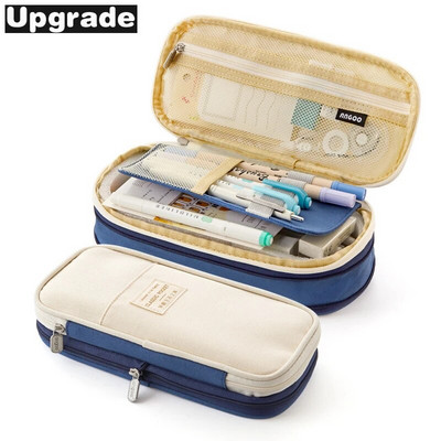 Kawaii zīmuļu futrālis Macaron krāsains audekls, elastīgs divslāņu lielas ietilpības zīmuļu kastīte jauks zīmulis, bērnu skolas kancelejas preces