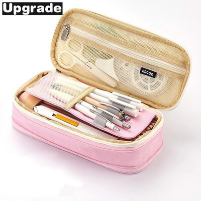 Kawaii zīmuļu futrālis Macaron krāsains audekls, elastīgs divslāņu lielas ietilpības zīmuļu kastīte jauks zīmulis, bērnu skolas kancelejas preces