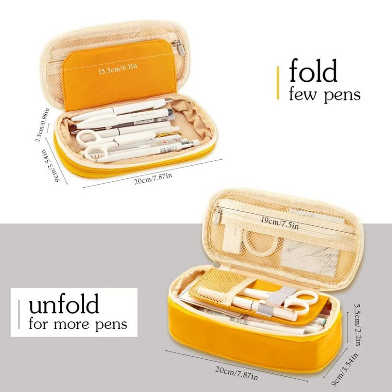 Kawaii zīmuļu futrālis Macaron krāsains audekls, elastīgs divslāņu lielas ietilpības zīmuļu kastīte jauks zīmulis, bērnu skolas kancelejas preces