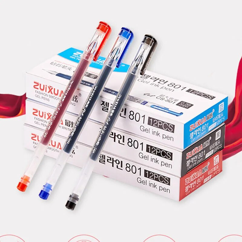 6 gab/komplekts 0,38mm liela ietilpība tintes dimanta uzgalis gēla pildspalva melna/zila/sarkana uzpildīšanas eksāmena parakstīšana rakstīšana skolas biroja piederumi
