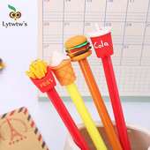 1 gab. Lytwtw`s Cute Kawaii Creative Fast Food Hamburger Cola School ofisa kancelejas preces gēla pildspalva Salds, jauki, smieklīgi kartupeļi saldējums