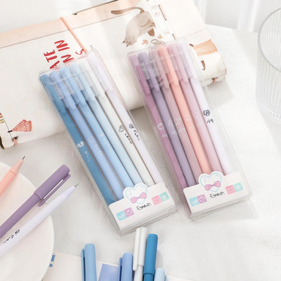 JIANWU 6 vnt. / rinkinys mielas matinis gelio rašiklis 0,5 mm juodo rašalo studentų egzaminų biuro neutralus rašiklis Kawaii raštinės reikmenys mokykliniai reikmenys