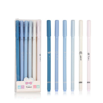 JIANWU 6 ks/sada roztomilé matné gélové pero 0,5 mm čierny atrament študentské skúšky kancelária neutrálne podpisové pero kawaii písacie potreby školské potreby