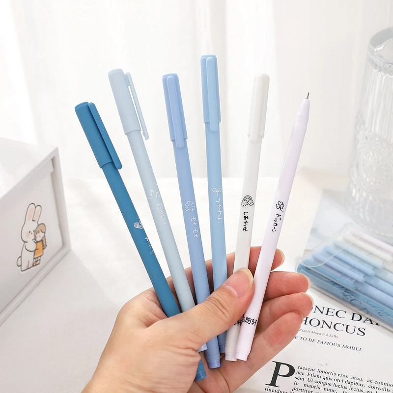 JIANWU 6 ks/sada roztomilé matné gélové pero 0,5 mm čierny atrament študentské skúšky kancelária neutrálne podpisové pero kawaii písacie potreby školské potreby