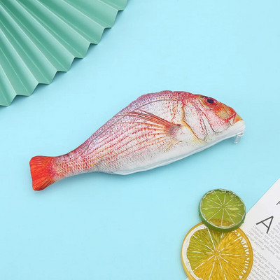 1PC Creative Fish Pencil Box Lielas ietilpības uzlabojumi Pildspalvu futrālis Skolai Dāvanu Jautra strūklaku pildspalvu soma Skolas piederumi