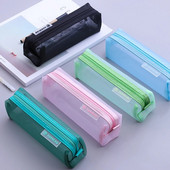 Skolas sieta zīmuļu futrāļi Kawaii cute vienkrāsu caurspīdīga zīmuļu kaste Skolas studentu pildspalvu soma piederumi Lapis kancelejas piederumi