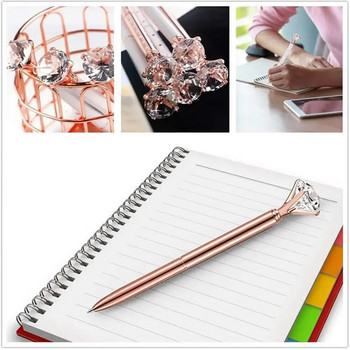 Химикалка с голям диамант, кристал, студентски канцеларски материали, офис бизнес подаръци, 1,0 мм, метален писец, топка със страз