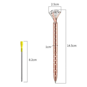 Химикалка с голям диамант, кристал, студентски канцеларски материали, офис бизнес подаръци, 1,0 мм, метален писец, топка със страз