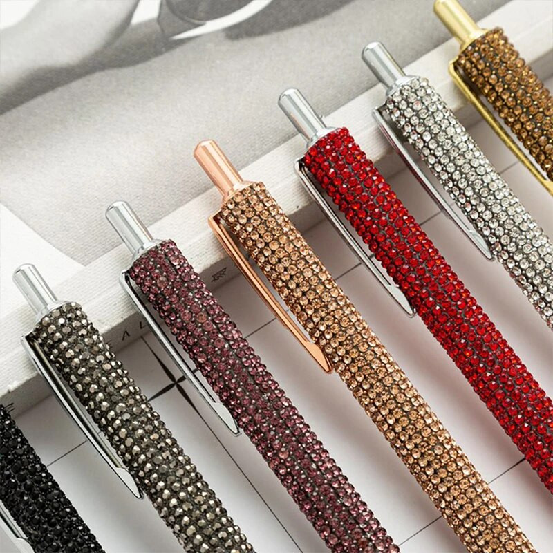 Mirdzoša flitera kristāla pildspalva 0,5 mm melna lodīšu pildspalva Biroja kancelejas piederumi gēla pildspalva Studentu rakstīšanas rīki Biroja piederumi