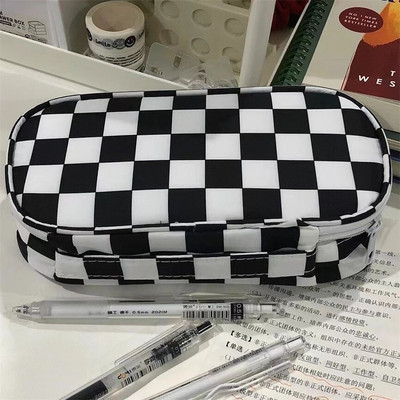 Kawaii Penāļi Trousse Estētiskās kancelejas preces Estuches Fundas Pencils Estojo šaha borta režģa futrāļi Soma Estuche Escolares