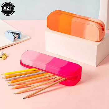 Мек силиконов калъф за молив Creative Gradient Color Pen Bag Водоустойчива голяма чанта за съхранение на ученически органайзери