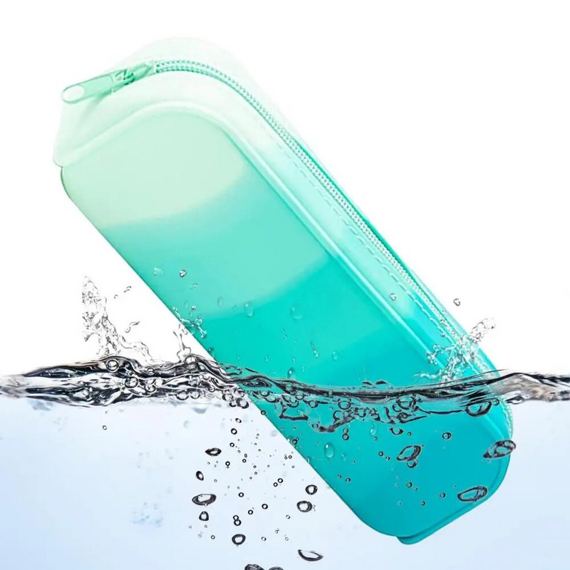 Mīksts silikona zīmuļu futrālis Radoša gradienta krāsu pildspalvu soma Ūdensnecaurlaidīga liela glabāšanas soma skolas organizatora piederumiem